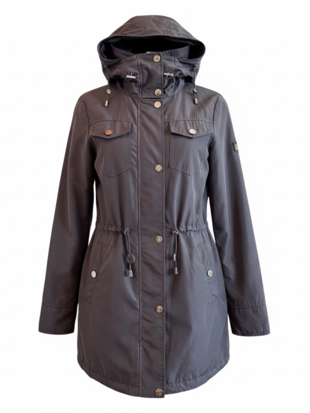MICHAEL Michael Kors Gray Water Resistant Hooded Jacket Zip Utility Coat Trench